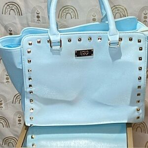 BCBG Paris Blue Tote Bag with Structured Design
